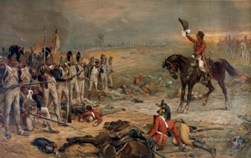 古典的 Painting - ウォータールーにおける近衛兵の最後の抵抗 ロバート・アレクサンダー・ヒリングフォードの歴史的戦闘シーン 軍事戦争